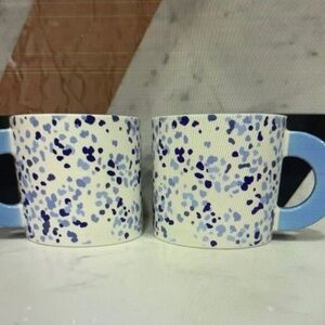 NWOT Blue Spattered Ceramic Mugs